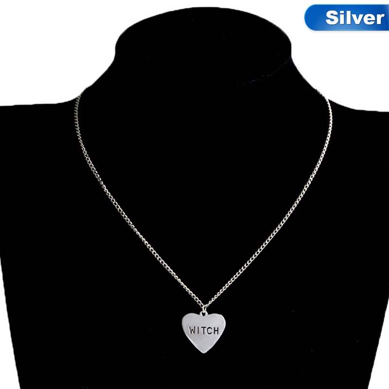 Vintage Witch Heart Pendant Necklace Gothic Choker Chain Necklace Popular Chic