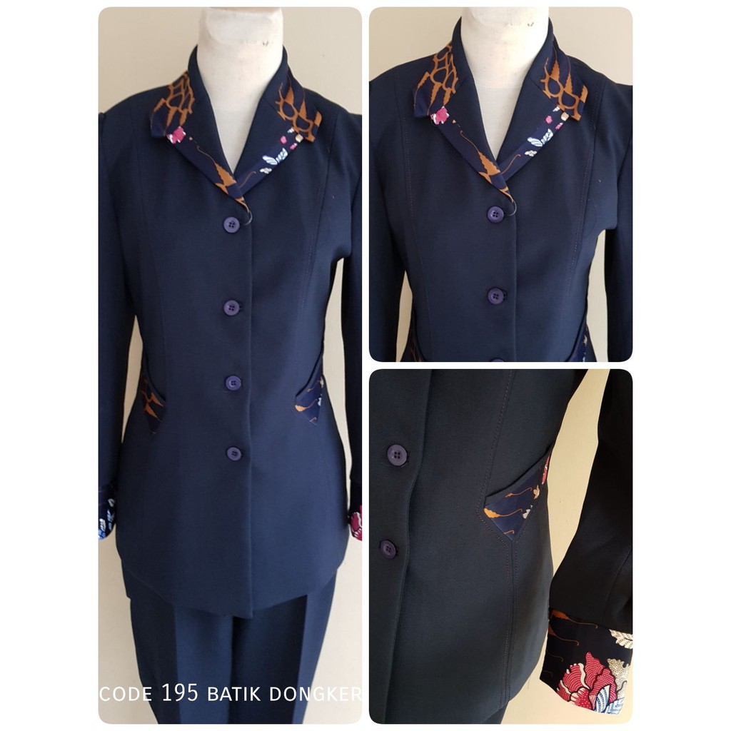 Setelan baju blazer/Exclusive blazer batik wanita warna dongker kode 195
