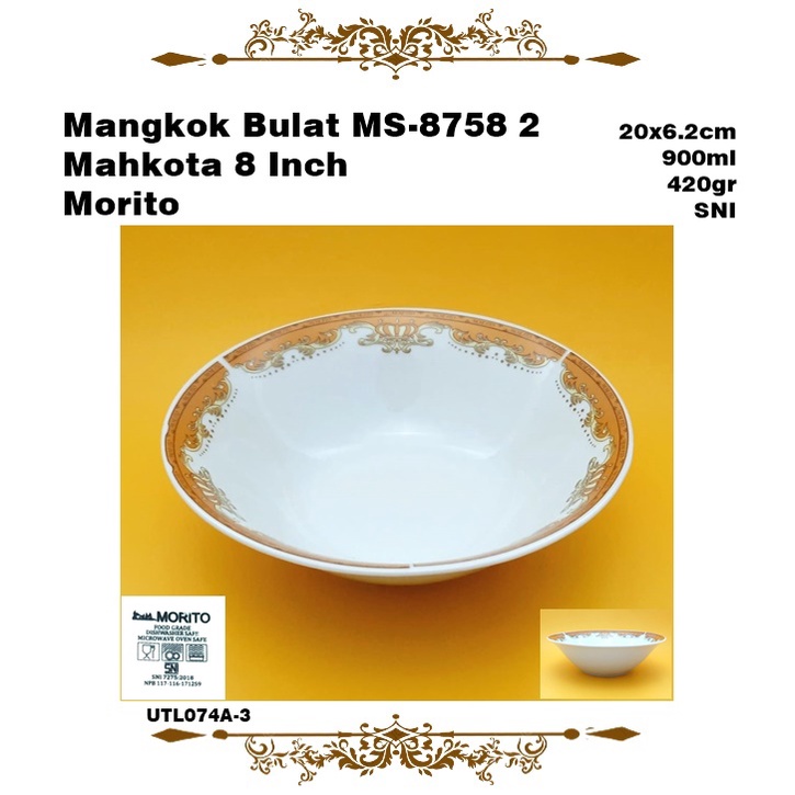 Mangkok Keramik Bulat 2Les MS-8728/Mahkota MS-8758 2 8 Inch Morito  SNI