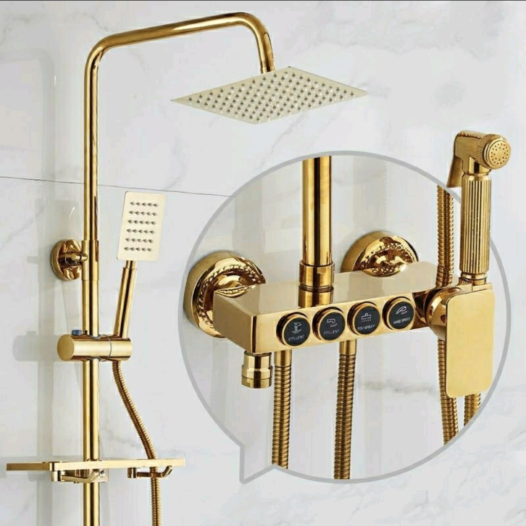 FREEONGKIR SHOWER GOLD TOMBOL 3 & 4 MULTIFUNGSI BISA UNTUK AIR PANAS & DINGIN
