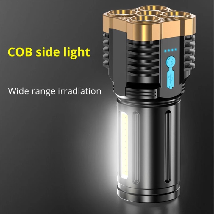 ANBOLT Senter 5LED Cas Super Terang Jarak Jauh + P900 COB 4Mode Emergency USB Recharge Anti Air Wajib Punya