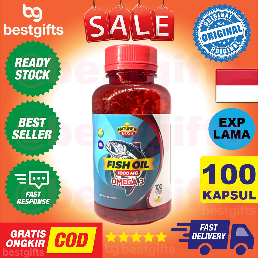 NATURE'S NATURES NATURE BOSS OMEGA 3 FISH OIL 1000 MG MINYAK IKAN KOLESTEROL JANTUNG DHA 100 KAPSUL