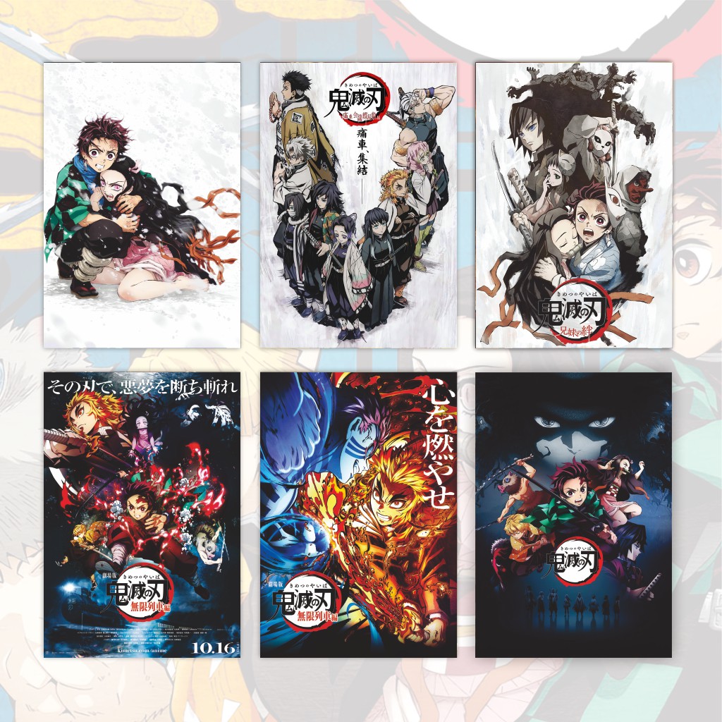 Poster Anime Kimetsu no Yaiba Demon Slayer Nezuko Tanjiro Zenitsu Giyuu Tomioka Inosuke - Size A3+-4