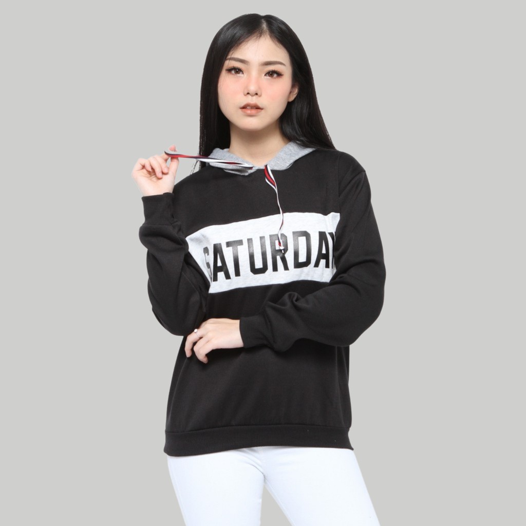 Monellina SATURDAY Sweater Hoodie Wanita Lengan Panjang-1