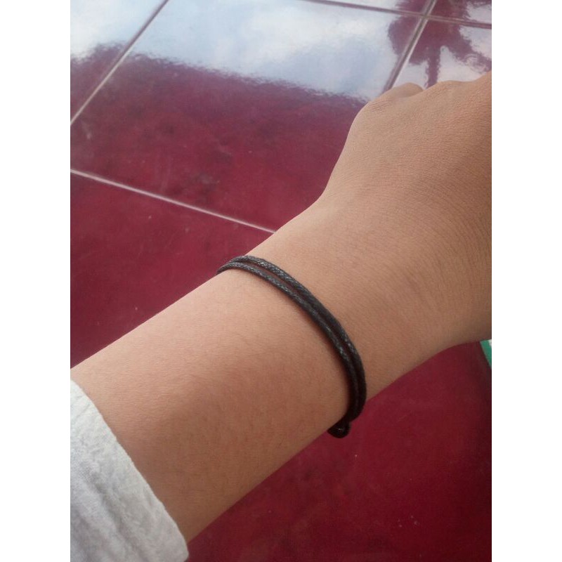 Gelang Tali Kulit Hitam 1 5mm Shopee Indonesia