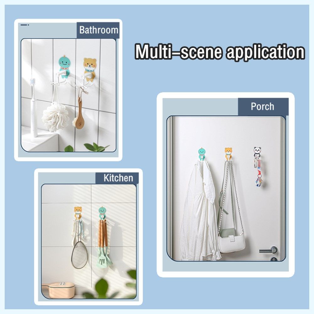 POPULAR Bathroom Accessories 360 Degrees Rotated Storage Hook Kitchen Organizer Bathroom Hook Punch-free Spoon Rack Wall Mounted Kitchen Gadgets Multifunctional Rotating Coat Hanger Self Adhesive Kitchen Utensil Rack