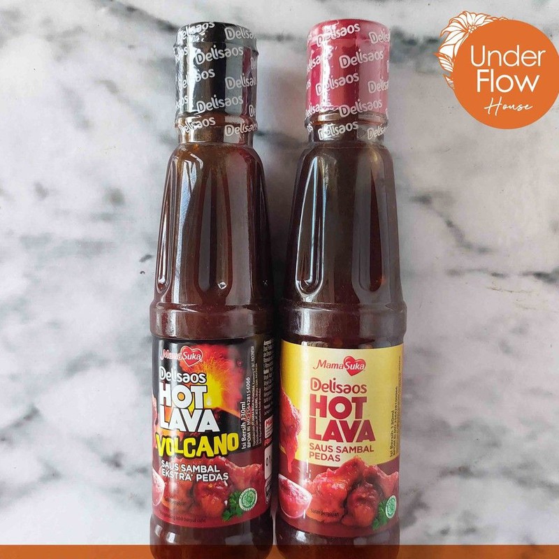 Mamasuka Delisaos Hot lava / volcano Hot lava  Saos sambal super pedas richeese 130ml