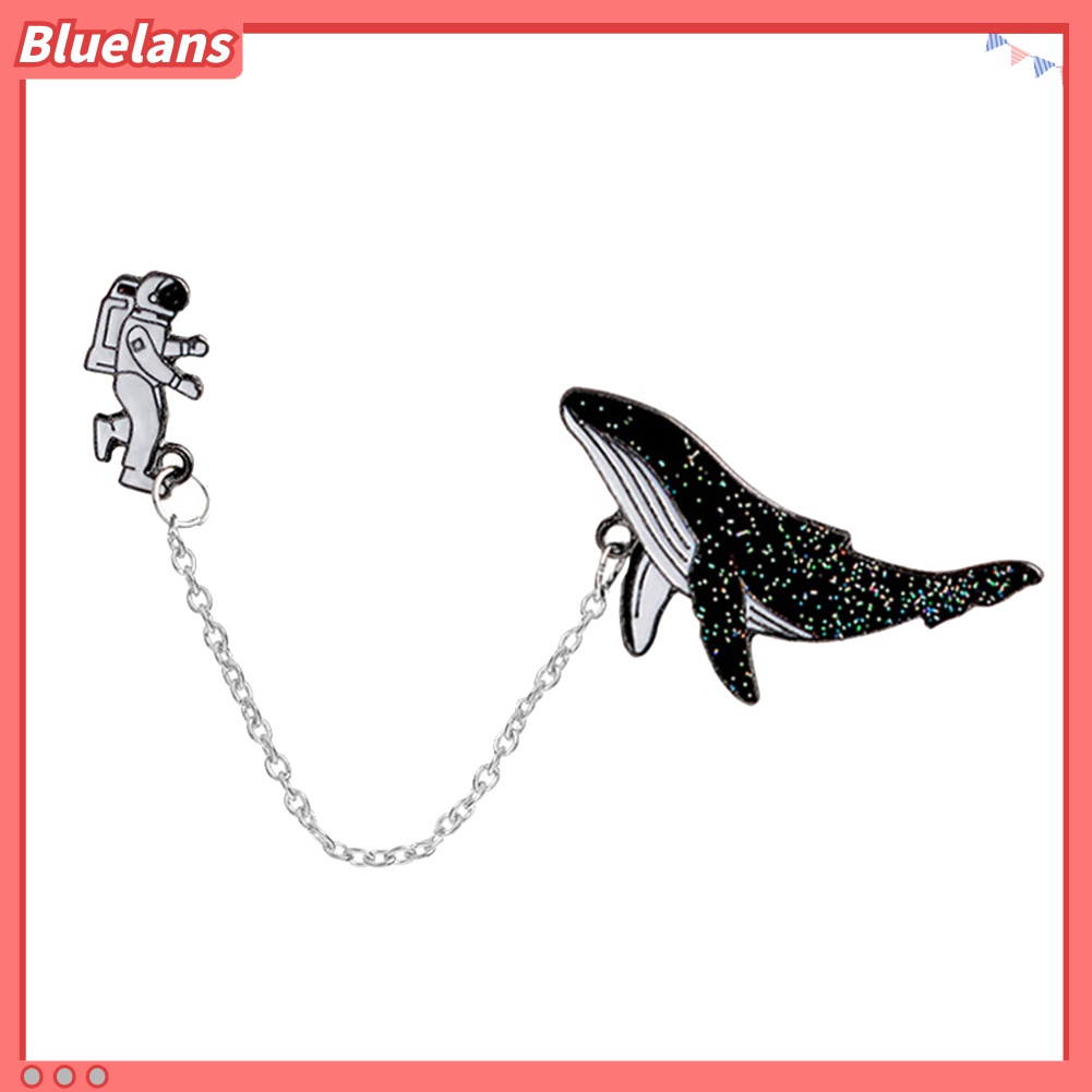 Bluelans Bros Pin Enamel Bentuk Astronot Whale Untuk Unisex