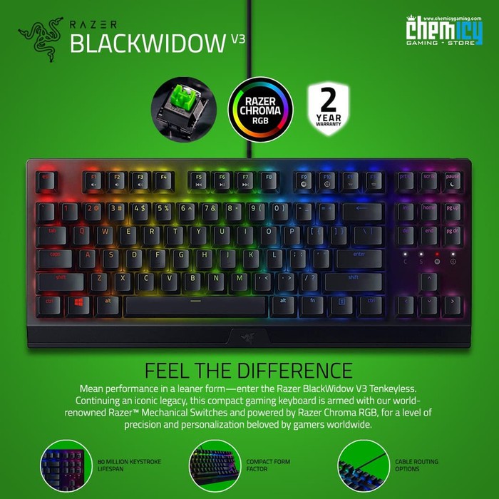 Razer BlackWidow V3 Tenkeyless TKL Mechanical Gaming Keyboard