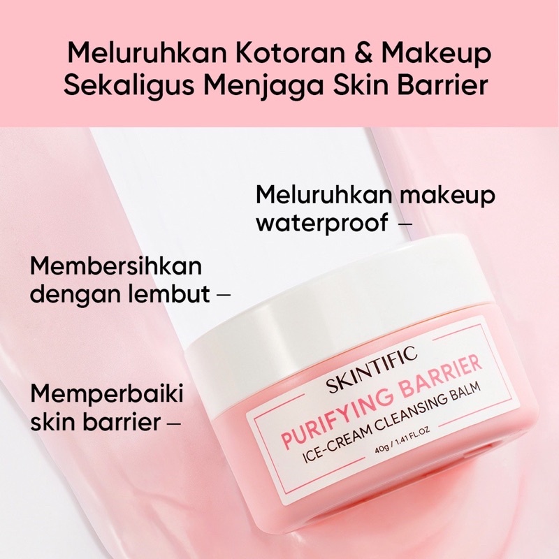 SKINTIFIC Purifying Barrier Ice Cream Cleansing Balm 40g - Pembersih Makeup