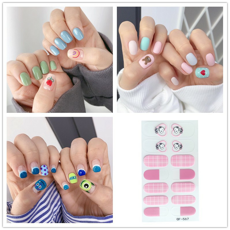 #Curved Stiker Kuku Premium Motif Cartoon 3D | Nail Sticker 14 PCS