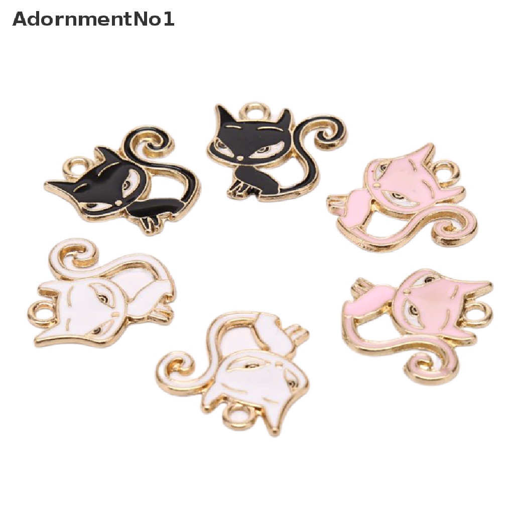 (AdornmentNo1) 10pcs / Set Liontin Bentuk Kucing Bahan Alloy Untuk Kerajinan Tangan DIY