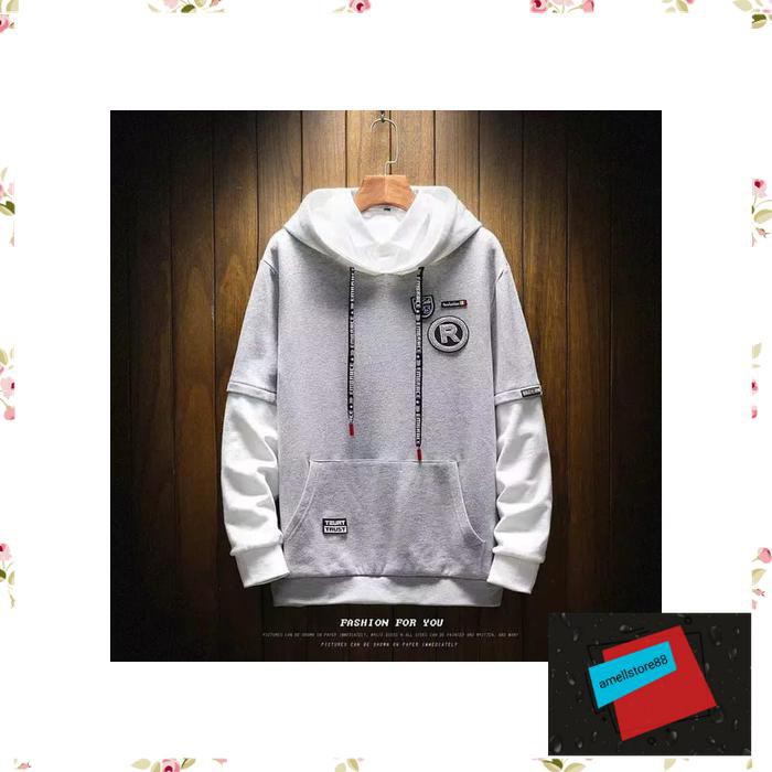 Jaket Pria parasut parka gunung Sweater HoodieR REGLAN FLEECE korea IU136