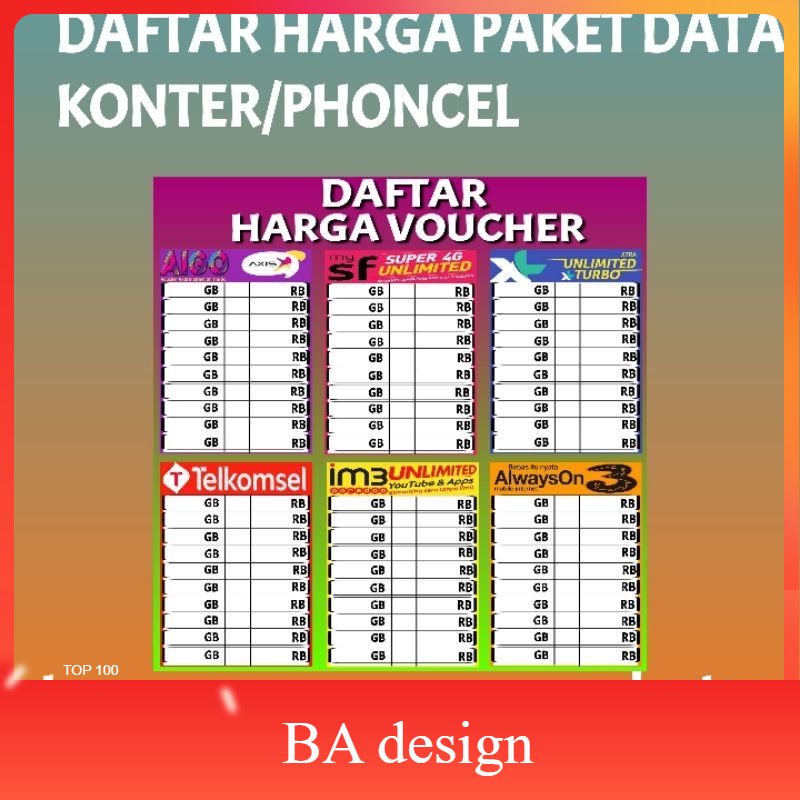 

DAFTAR HARGA PRUDUK PAKET DATA KONTER PHONCEL D8F6 - BA Design