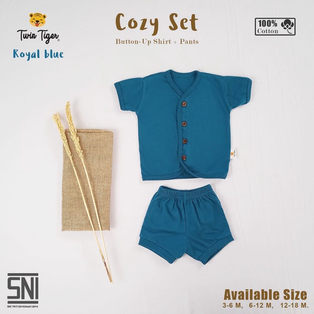 Twin Tiger Setelan Cozy Set Button 0-2 Tahun/setelan baby