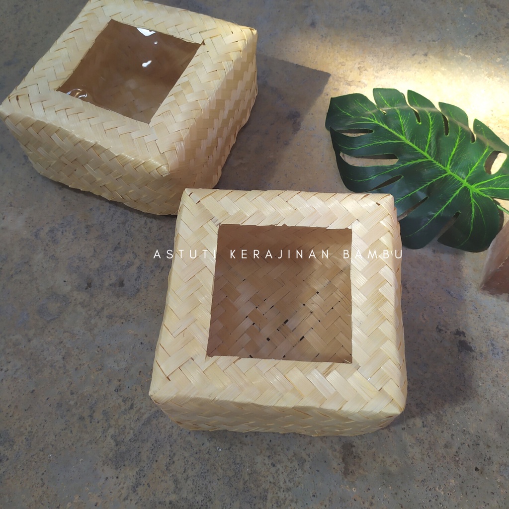 Besek Mika Natural 18 x 18 x 8 cm/Besek Mika Natural/Besek Hias Mika Transparan/Besek Mikaan