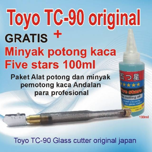 Pisau Potong Kaca Pemotong Kaca Cutter Kaca Kater Kaca Toyo Tc 90 Original Gratis Minyak Five Star Shopee Indonesia