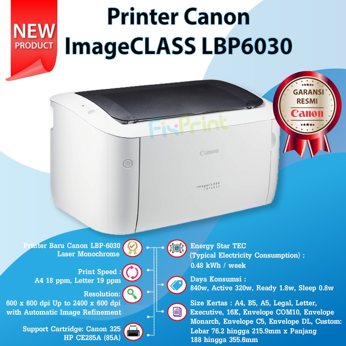 Printer Canon LBP 6030 Printer toner laser monochrome printer laserjet Printer Hitam Putih Canon LBP6030