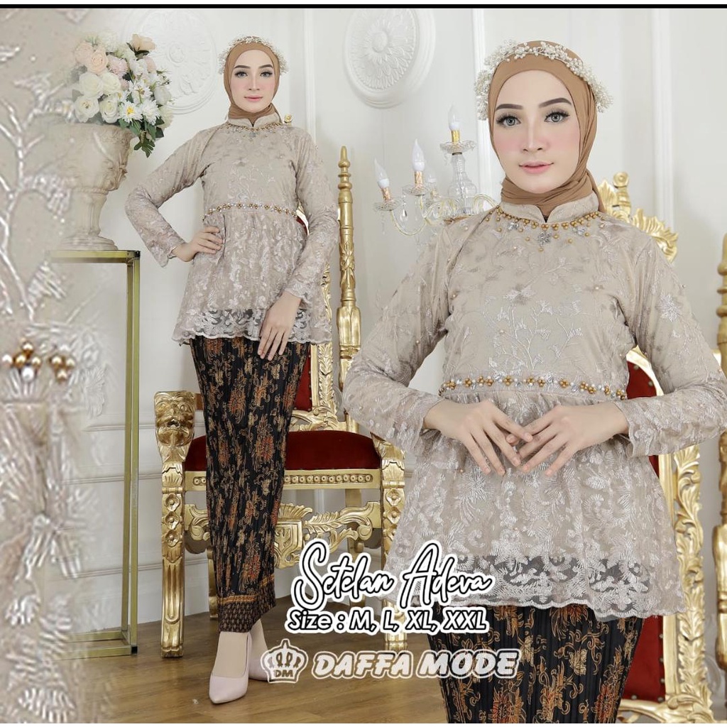 Setelan Kebaya Adela / Kebaya Modern / Kebaya Wisuda / Kebaya Brukat / Kebaya Lamaran / Baju Kebaya Modern /Kebaya Kondangan / Kebaya Wisuda Modern / Kebaya Payet Mewah