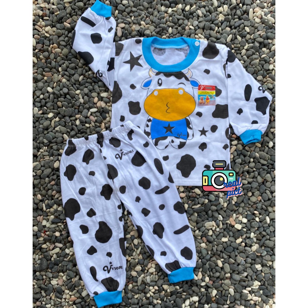 baju anak murah (PP 92) lucu cow setelan panjang 3-18bulan (RIB RANDOM)