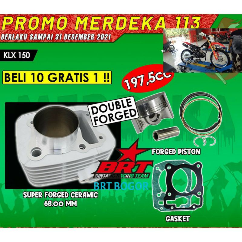 CYLINDER BLOK /BLOK SILINDER/BLOK SEHER SUPER CERAMIK KLX 150+PISTON BRT BLOK SEHER KLX 63.MM/66M/68