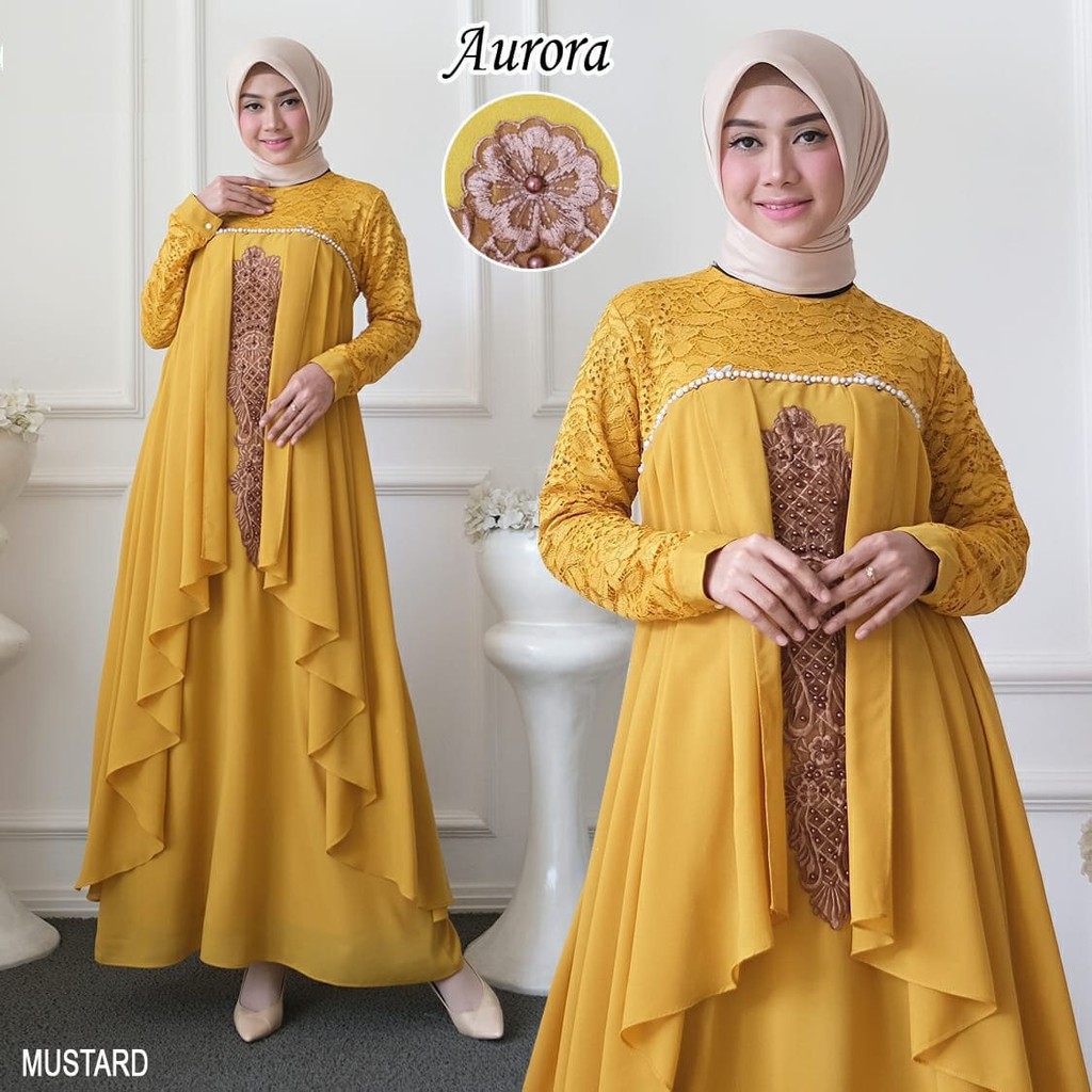 BAJU SYARI WANITA GAMIS PESTA AURORA MUSLIMAH SERAGAM NIKAH GAMIS PREWEDDING BUSUI MENYUSUI TERBARU