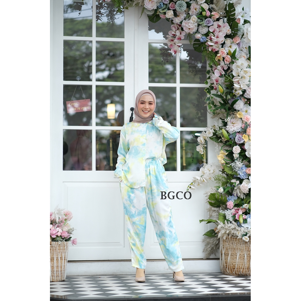 [COD] Cloudy One Set Tie Dye by BGCO.ID || Setelan Rayon Premium Wanita Oversize Kekinian