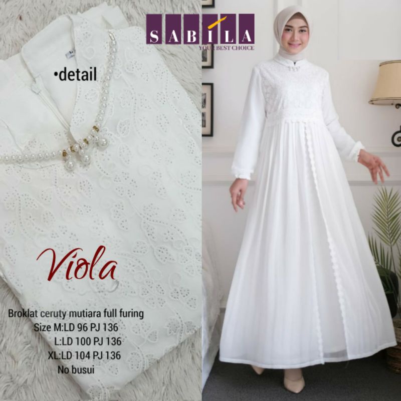GAMIS PUTIH VIOLA FAYRA DRESS ORI SABILA