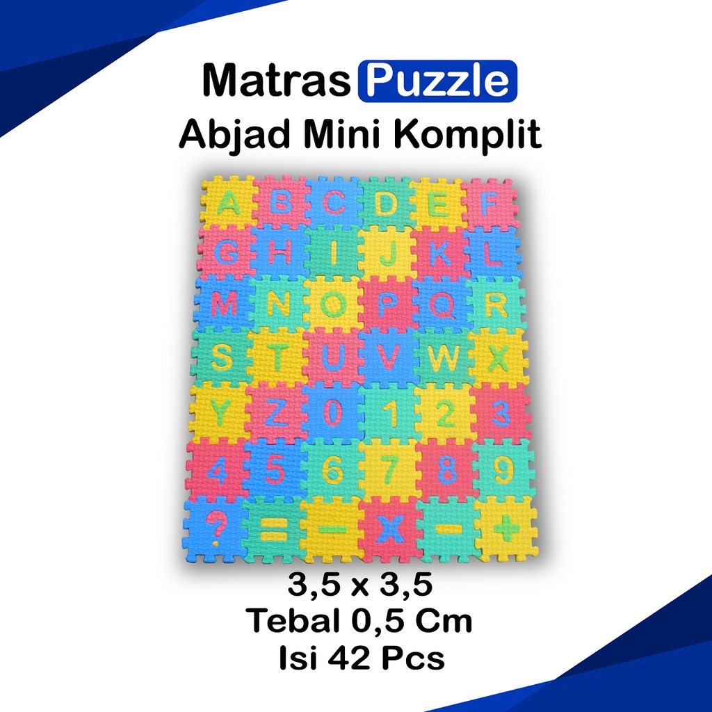 Matras Puzzle  Abjad Mini Komplit/ 3,5 X 3,5 TBL 0,5 cm isi 42 Pcs / Playmat