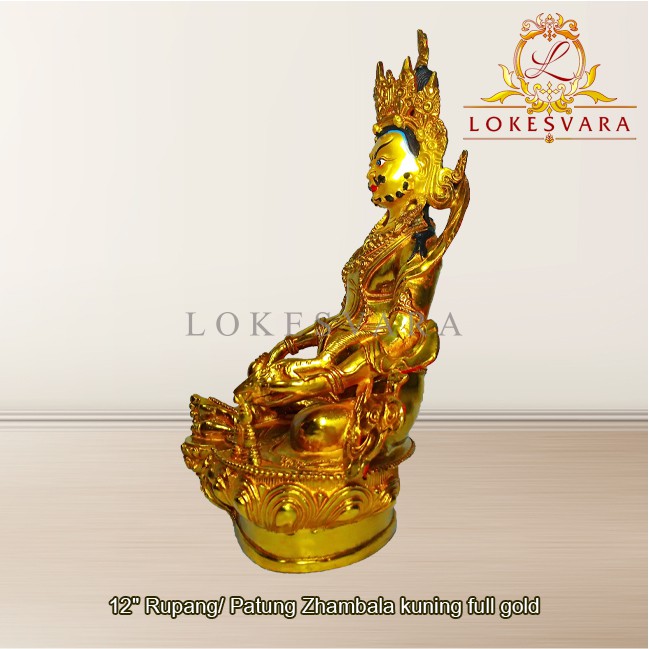 Patung Rupang Arca Logam Zhambala Kuning 12inch Full Gold