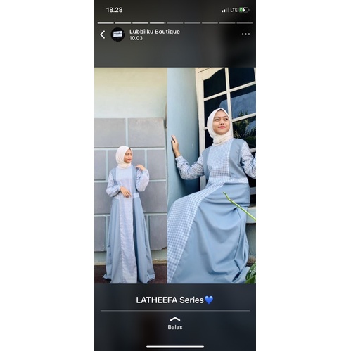 Gamis Latheefa series/ katun toyobo premium mix katun jepang / kotak kotak/ biru pastel/ lubbilku by