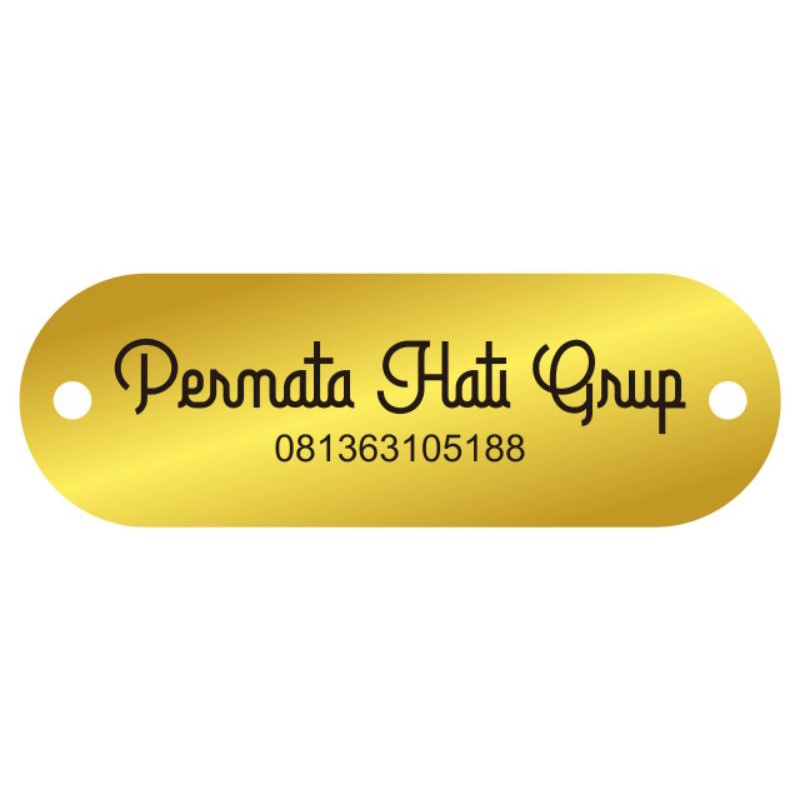 

label akrilik Permata Hati Grup gold ukuran 1*3 cm 100 pcs tulisan hitam