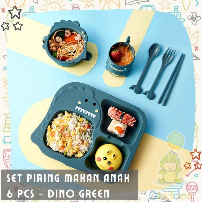 Set Piring Makan Anak Karakter Hewan Lucu Isi 6 Pcs Alat Makan Anak