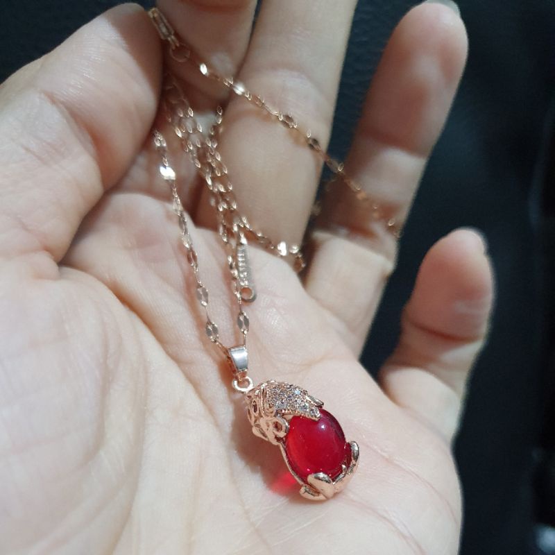 Kalung Titanium asli Rosegold Premium Quality Anti karat anti alergi Branded band 015