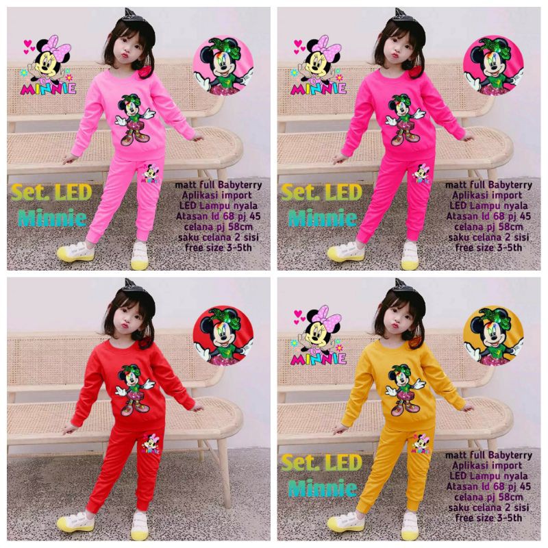 Set Minnie led KID GA STELAN LED KID STELAN NYALA LOL STELAN ANAK CEWEK