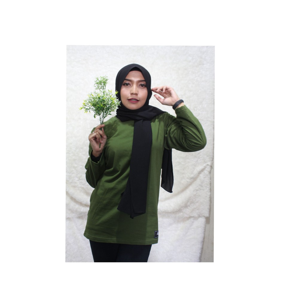 KAOS POLOS PANJANG CEWE HIJAU ARMY