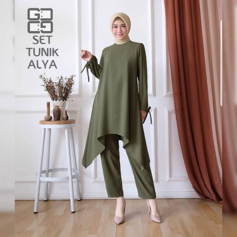 SET TUNIK ALYA (ST) fashion shopeehaul fashionwanita gamis