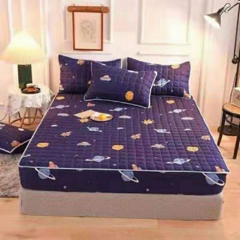 ZIKI SHOP Sprei Waterproof size 180X200-Planet biru