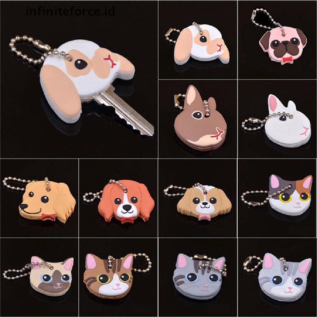 (infiniteforce.id) Gantungan Kunci Bentuk Anjing / Kucing / Kelinci Bahan Silikon PVC