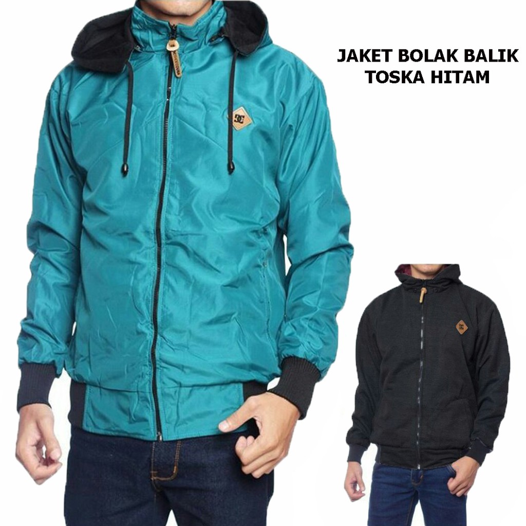 JAKET BOLAK BALIK PRIA WANITA TOSKA HITAM TOKO CARPUS