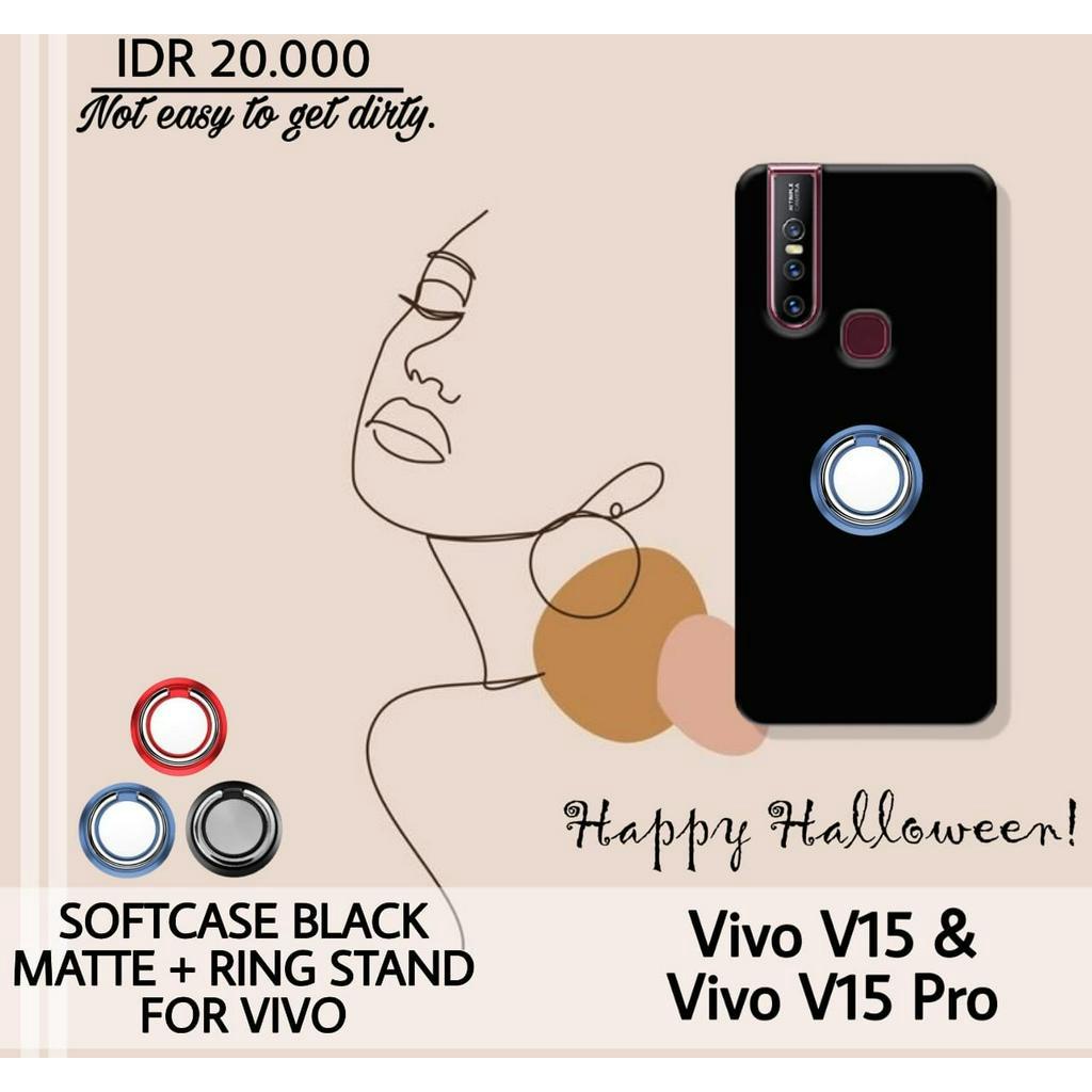 Case Vivo V11 V11 Pro V11i V15 V15 Pro Jellycase Matte Hitam i-Ring Cincin Holder Stand