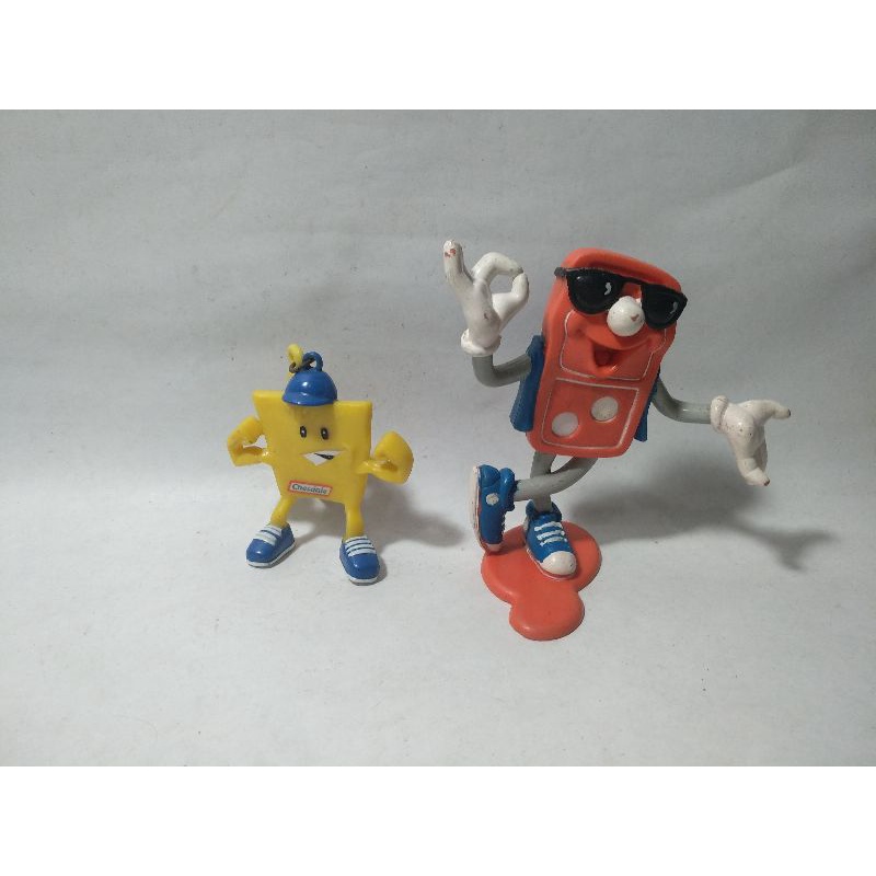 Maskot Domino Pizza 1993 Mix Ganci Chesdale Cheese Keju Keychain Figure Mascot Rare Jadul Vintage Cl