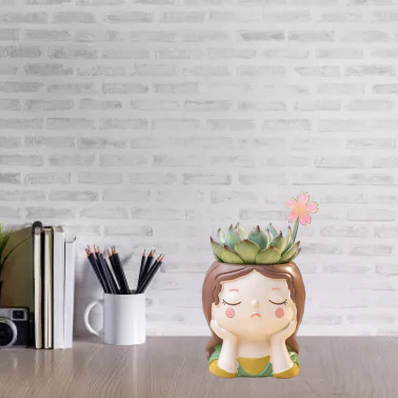 Cetakan Pot Bunga Resin Epoksi Plester Beton Bahan Silikon Desain Gadis Lucu Untuk Dekorasi Kerajinan Rumah