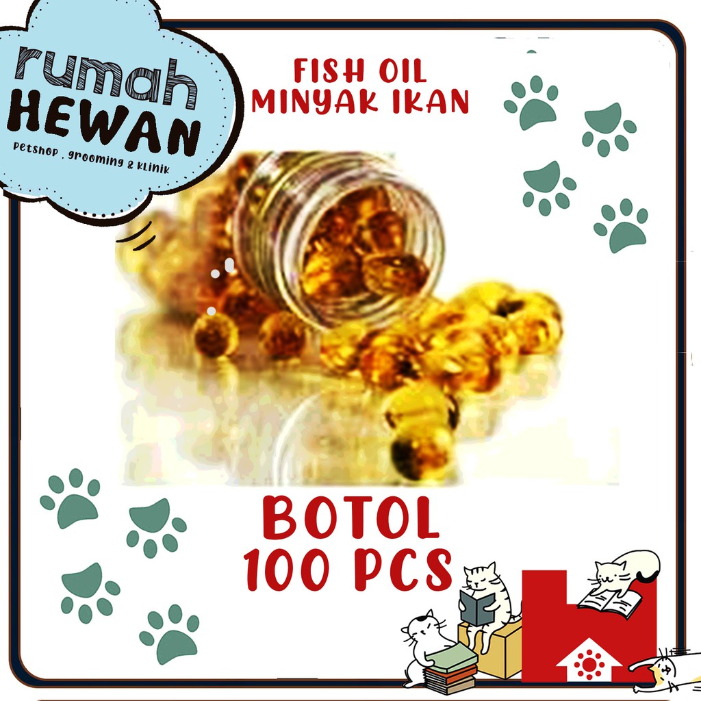 Minyak ikan Omega Vitamin Hewan Vitamin Kucing Vitamin Anjing isi 100 butir Fish Oil