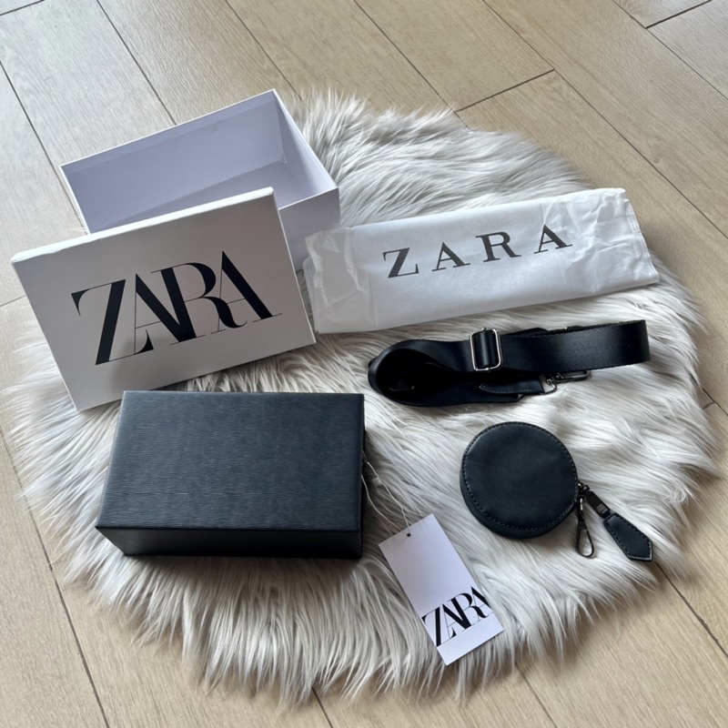 ZARA Rigid Mini Duo Crossbody Bag black NEW 100%