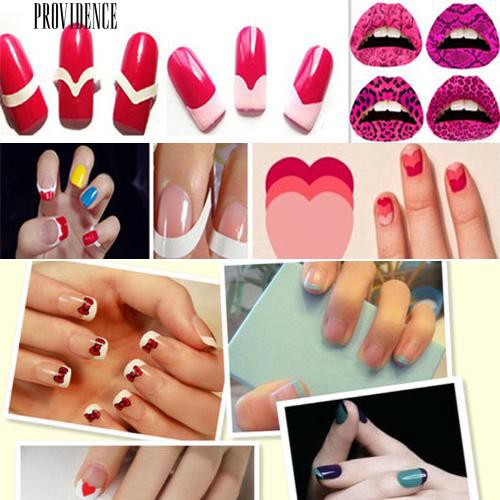 48 Pcs / Sheet DIY 18 Gaya Perancis Manicure Nail Art Tips Tape Sticker Panduan Stensil