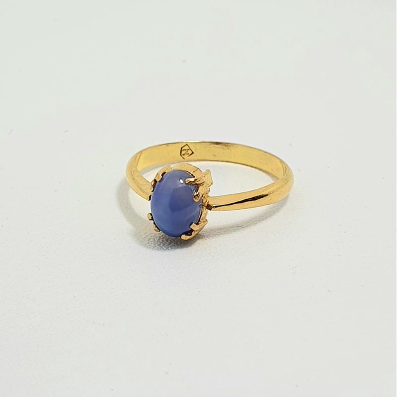 Cincin Emas Muda Batu Biru Polos 2 Gram