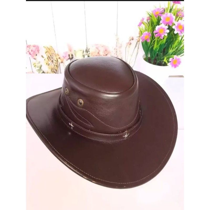 Topi Koboy Kulit Asli - Topi Laken Kulit Garut