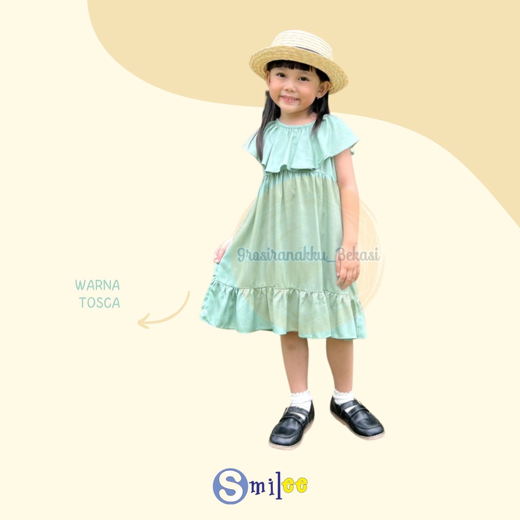 Dress Anak Smile Loly Warna Tosca 1-5tahun