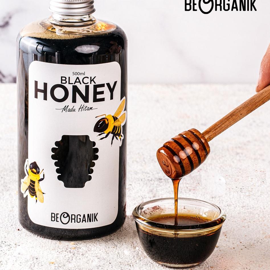 

NEW--Madu Hitam Pahit Beorganik 500ml (730gr) - Black Honey Asli 100%